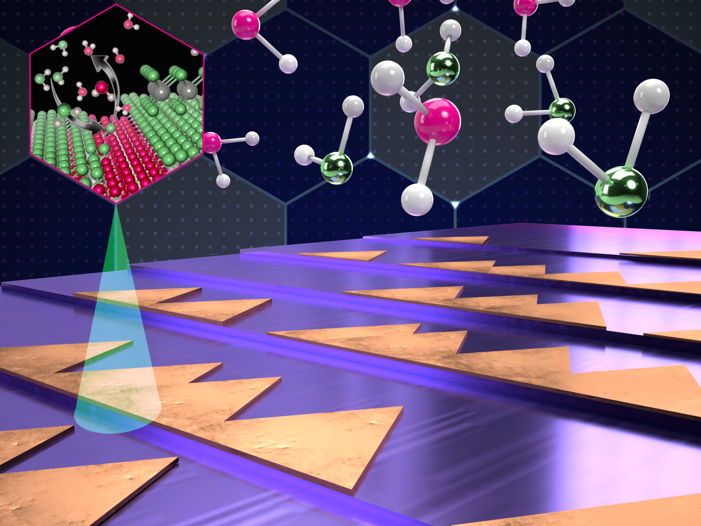 graphic depiction of atomic-scale steps