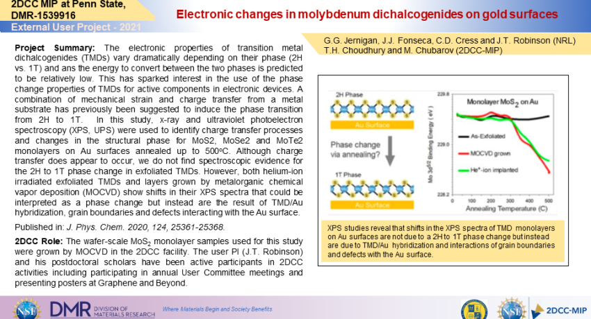 Electronic changes in molybdenum dichalcogenides on gold surfaces