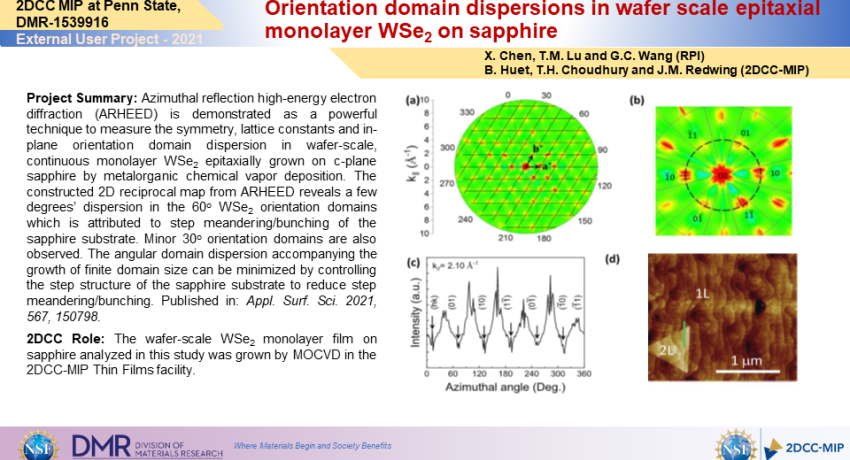 Orientation domain dispersions in wafer scale epitaxial monolayer WSe2 on sapphire