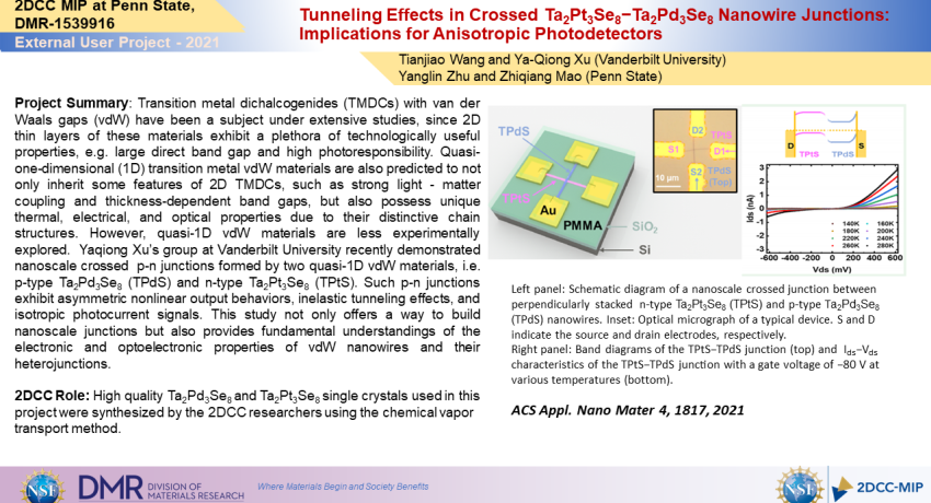 Tunneling Effects in Crossed Ta2Pt3Se8−Ta2Pd3Se8 Nanowire Junctions: Implications for Anisotropic Photodetectors