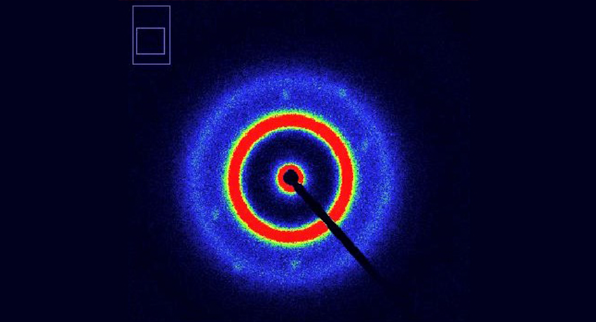 Image: 2D SAXS pattern collected from a nanostructured polymer gel. Kenny Minart / Bucknell University X-ray Scattering
