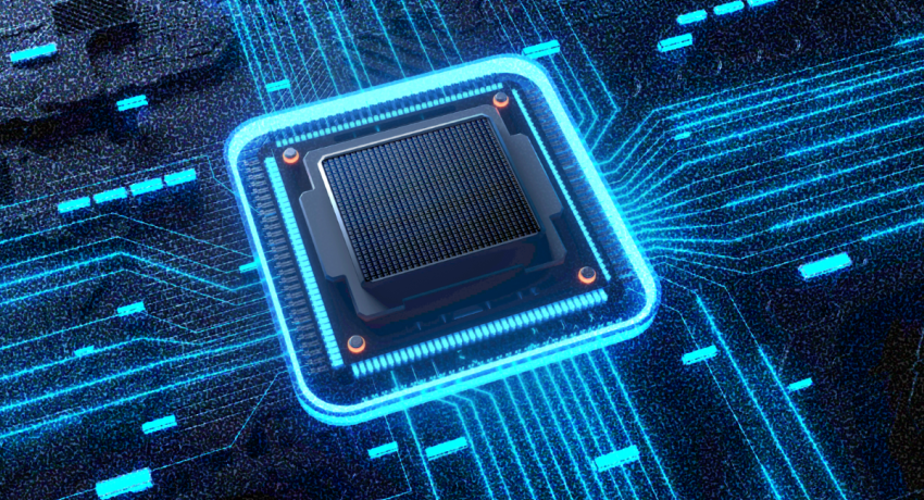 Stylized image of a semiconductor chip