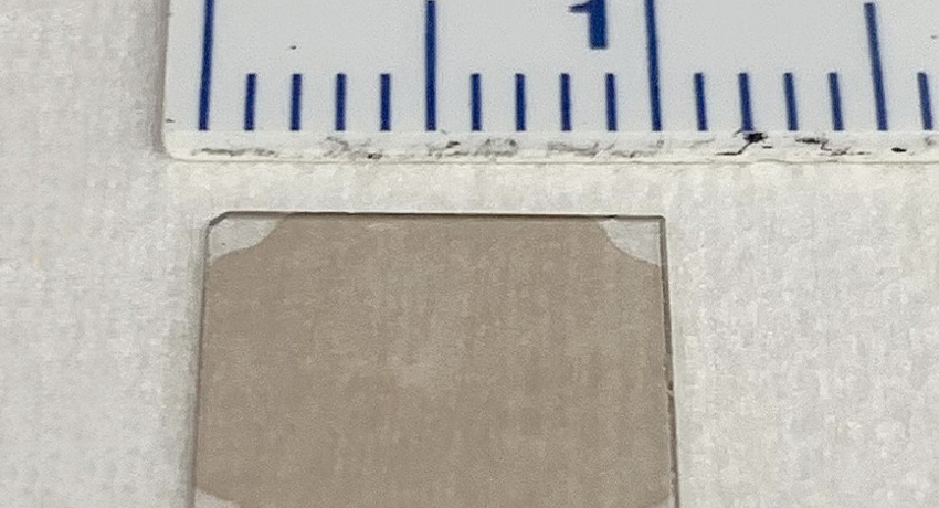 Nine layers of SnSe that were epitaxially grown on an a-plane sapphire substrate.